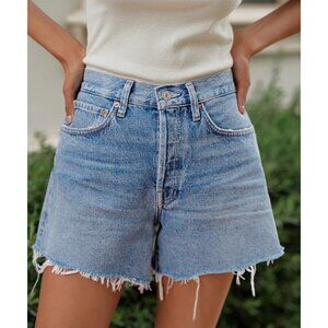 AGOLDE Parker Distressed Denim Shorts in Wash Skywave Size US 25